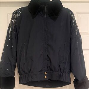 Mink Coat Jacket With Rhinestone Accents